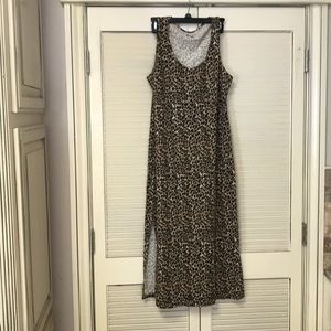 J Crew Leopard Sleeveless T-Shirt Dress Size M